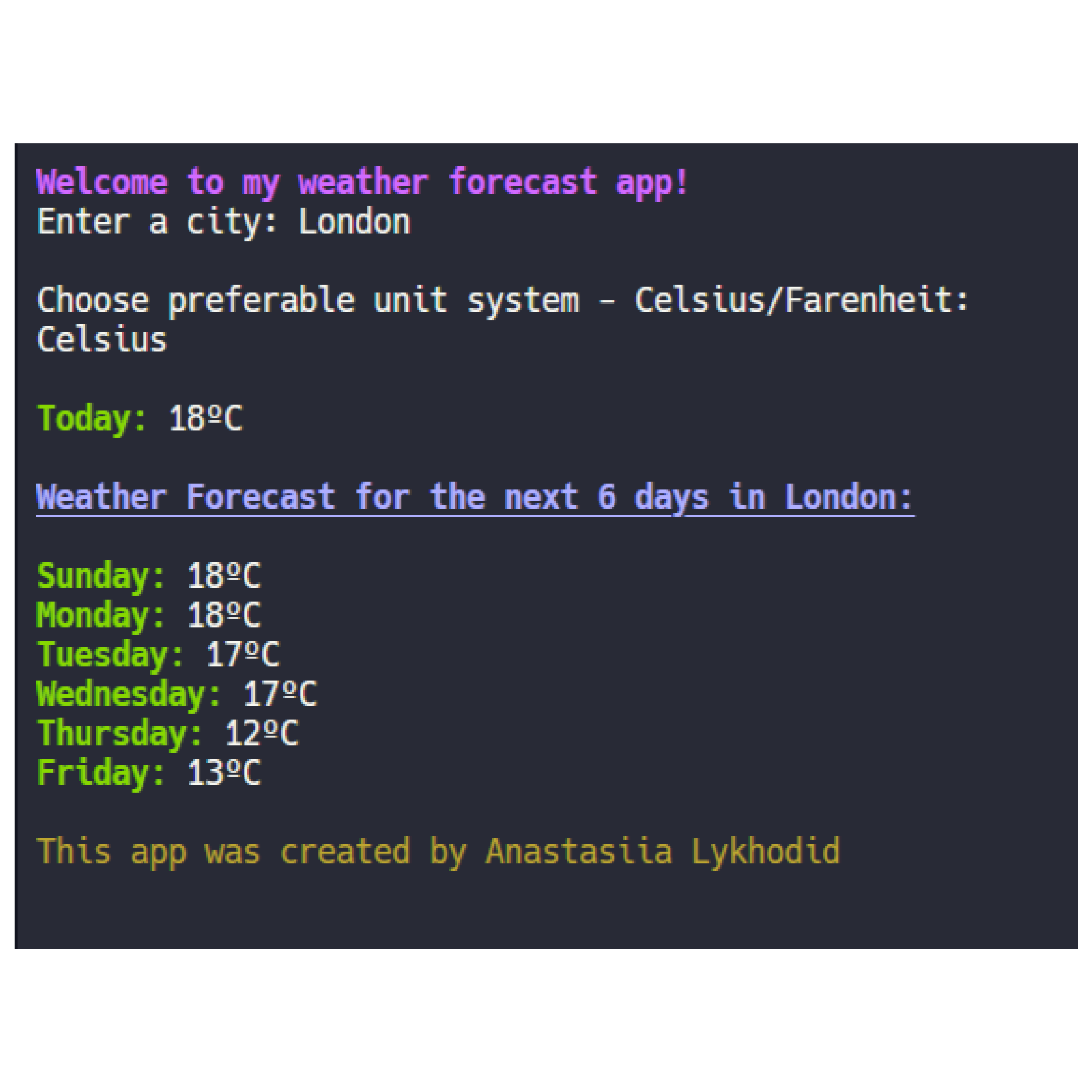 Python Weather App project